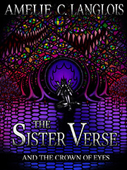 An armored paladin of the Astral Lords kneels in a cathedral, clutching his skull with instability. A wall of stained glass stands behind him, depicting a flood of peering eyes and grinning teeth.